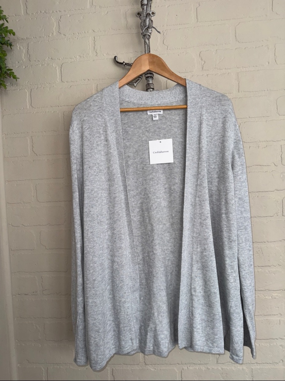 Croft & barrow cardigan knit Open Front Light Gray knit long sleeve large NeW